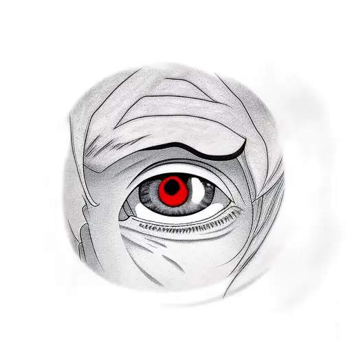 A realistic portrait of Sasuke with his Sharingan eye activated tattoo design idea