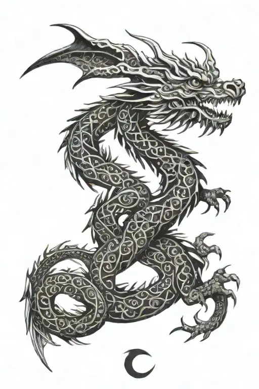 Nordic dragon wrapped tattoo design idea