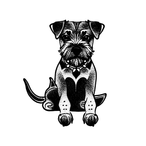 border terrier dog with curly tail outline  tattoo design idea
