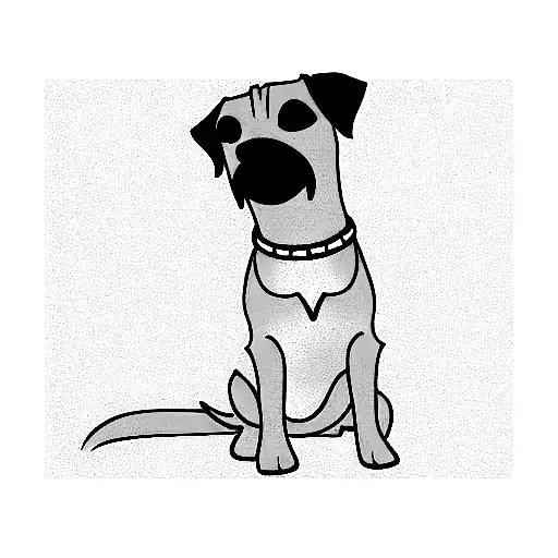 border terrier dog body curly tail tattoo design idea