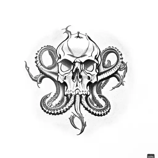 skull kraken death tattoo design idea