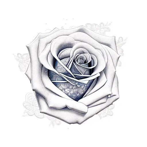 Rose and lace tattoo design idea