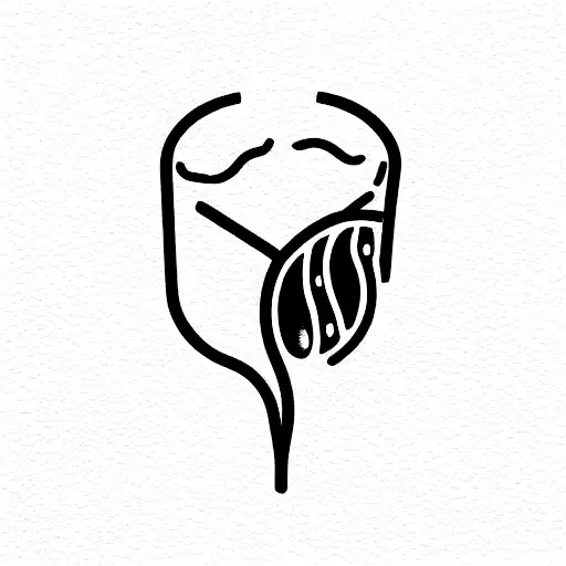  chick behind an empty beer glass tattoo design idea