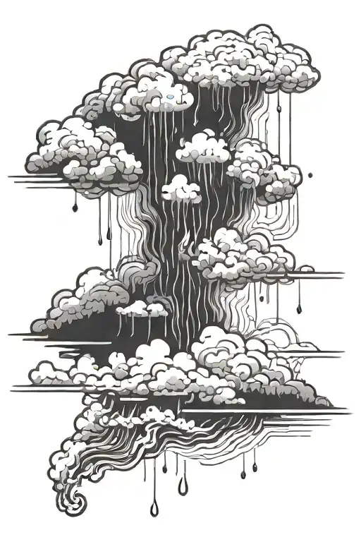 lighting and clouds fire rain tattoo design idea