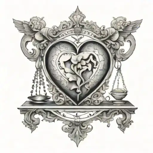 Weighing the heart against the brain in the two sides of the scales tattoo design idea