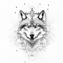 alpha wolf wearing a crown tattoo design idea