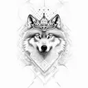 alpha wolf wearing a crown tattoo design idea