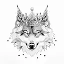 angry alpha wolf wearing a crown tattoo design idea