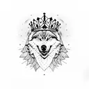 angry alpha wolf wearing a crown tattoo design idea