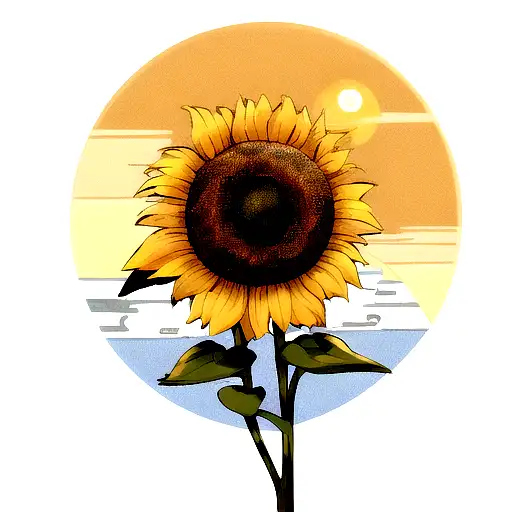 sunflower and moon tattoo design idea