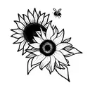 sunflower with bee tattoo design idea