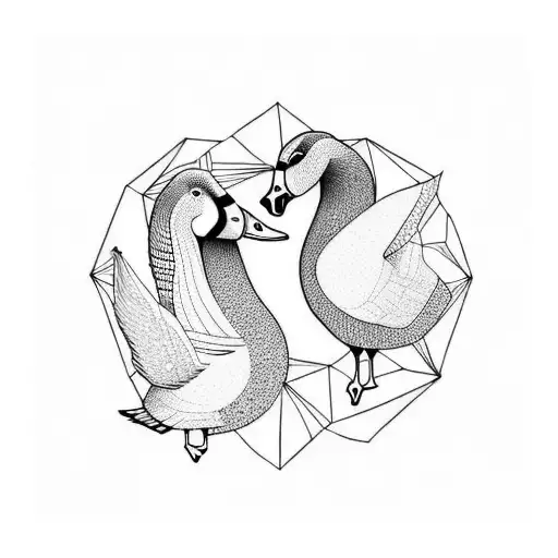 Goose and peach tattoo design idea