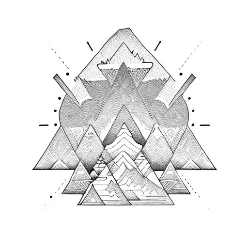 polynesian mountain peak climbing gear tattoo design idea