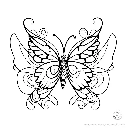 A graceful butterfly with intricate wing patterns, representing the client's love for animals and their resilient spirit tattoo design idea