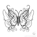 A graceful butterfly with intricate wing patterns, representing the client's love for animals and their resilient spirit tattoo design idea