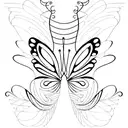 A graceful butterfly with intricate wing patterns, representing the client's love for animals and their resilient spirit tattoo design idea