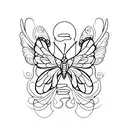 A graceful butterfly with intricate wing patterns, representing the client's love for animals and their resilient spirit tattoo design idea