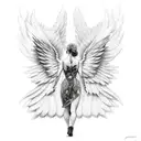 Fallen angel with broken wings tattoo design idea