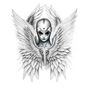 Fallen angel with broken wings tattoo design idea