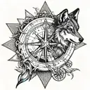 Scroll of kids names  A compass to find my way home.  Wolf (black with blue eyes Soldier.  A Christian cross lightning tattoo design idea