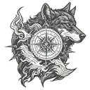 Scroll of kids names  A compass to find my way home.  Wolf (black with blue eyes Soldier.  A Christian cross lightning tattoo design idea