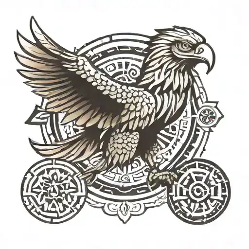 Mexican eagle Aztec calendar tattoo design idea