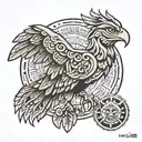 Mexican eagle Aztec calendar tattoo design idea