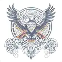 Mexican eagle Aztec calendar tattoo design idea
