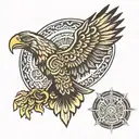 Mexican eagle Aztec calendar tattoo design idea