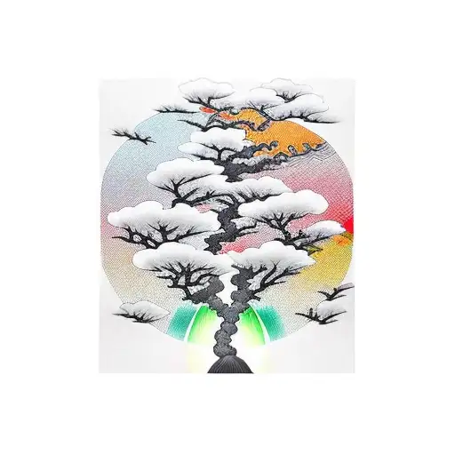 connect Japanese tree with body mind and spirit tattoo design idea
