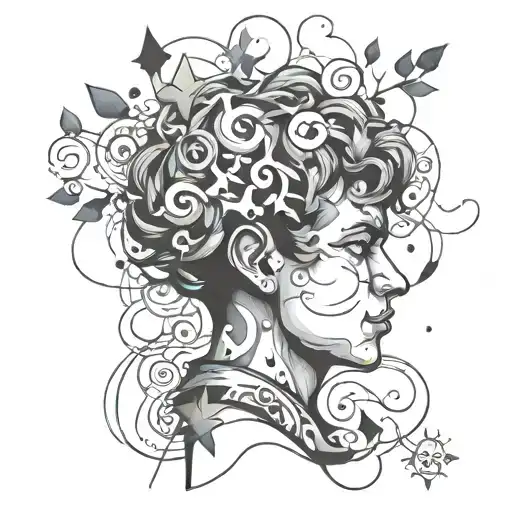 autism and overthinking concept exploded head tattoo design idea