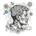 autism and overthinking concept exploded head tattoo design idea