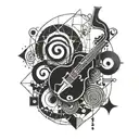 Combine a sacred geometry pattern with musical symbols for a spiritual music-inspired tattoo tattoo design idea