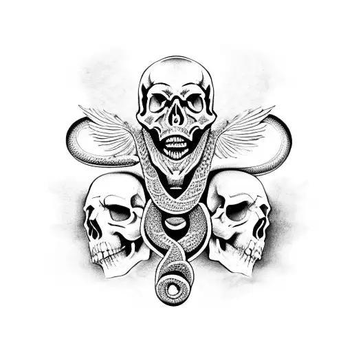 Skull and snake tattoo design idea