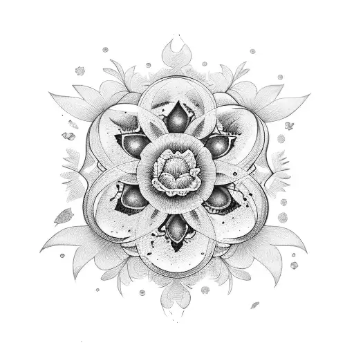moon stars gothic tarrot flowers black out tattoo design idea