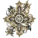 Christian cross with Yahweh integrated  tattoo design idea