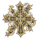 Christian cross with Yahweh integrated  tattoo design idea