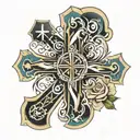 Christian cross with Yahweh integrated  tattoo design idea