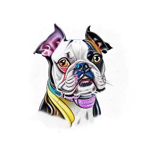 boston terrier with 12.04 tattoo design idea