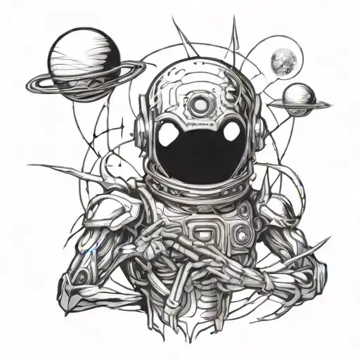 aliens and space tattoo design idea