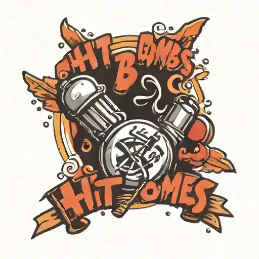 Bomb with writing ''Hit Bombs!'' tattoo design idea