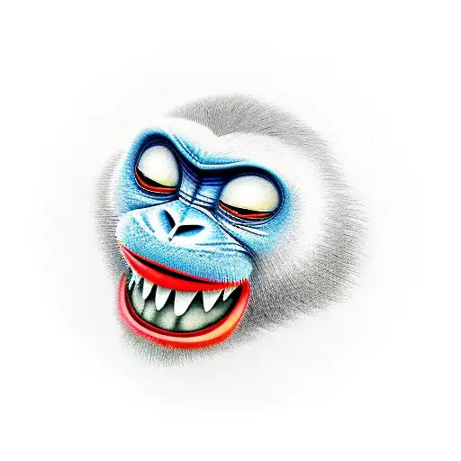 A golf ball with monkey faces as the dimples tattoo design idea