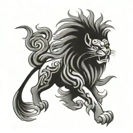 Chinese lion   tattoo design idea