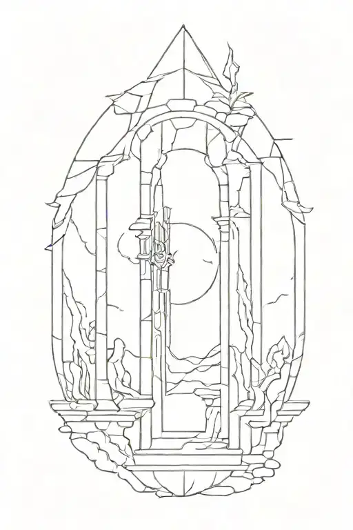ancient portal to another dimension tattoo design idea