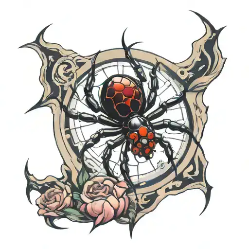 black widow spider with WW  tattoo design idea