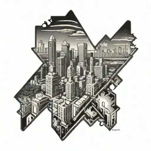 city of Detroit cityscape tattoo design idea