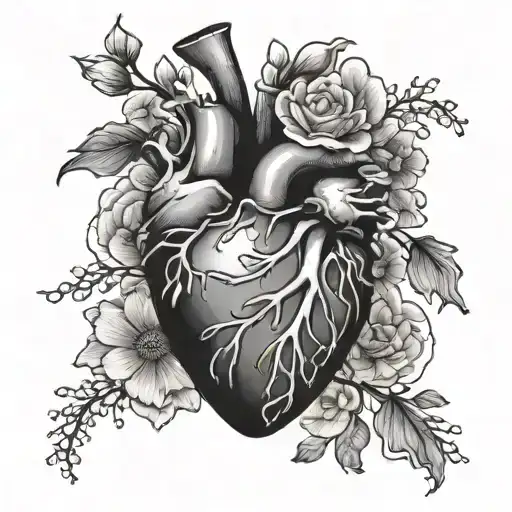 heart of flowers on top connected by hands from the painting creation of adam tattoo design idea
