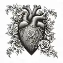 heart of flowers on top connected by hands from the painting creation of adam tattoo design idea