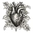 heart of flowers on top connected by hands from the painting creation of adam tattoo design idea