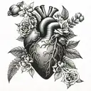 heart of flowers on top connected by hands from the painting creation of adam tattoo design idea